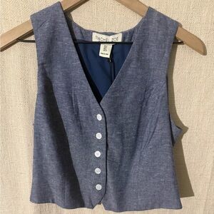 Rachel Zoe Blue Button-Down Vest Top